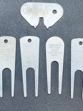 VNTG Lot of 5 Golf Divot Repair/Shoe Spike Wrench Tools, Champ/Hornungs Adv